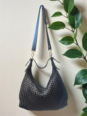 Leather Handwoven Bag | Soft Slouchy Hobo Bag | Shoulder Bag with Adjustable Strap| Vintage Look |