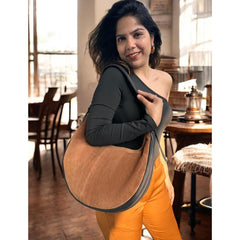 Handcrafted Suede shoulder bag l Suede bag l Leather Bag l Leather shoulder bag l Women's Bag l Ladies Handbag l half-moon l Women's purse