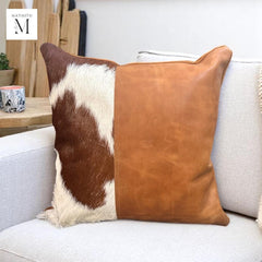Leather Cushion cover l Handcrafted cushion cover l Real Leather l Real Hair on leather l Leather Accessory l Pillow cushion cover l Stylish