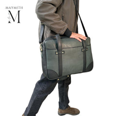 Leather Briefcase, Charcoal green Leather Briefcase, Men Leather Briefcase, Laptop Bag, Leather bag, Gift for Him, Shoulder Bag, Men laptop