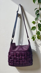 Handcrafted Leather Hobo with woven front l Stylish Carry l Daily use l Shopping bag l office bag l Daily Use l Washed Bag I Vintage Look |