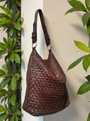 Leather Handcrafted Bag l Leather Bag l Woven Bag l Washed Bag l Leather bag for women l Ladies Handbag l Vintage Look l Shoulder Bag