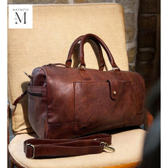 Handmade Duffel for Overnight use l Stylish Carry l Daily use l Gym Use Color- Dark Brown