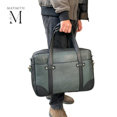Charcoal green Leather Briefcase l Men Leather office bag l Laptop Bag l Leather bag l Gift for Him l Shoulder Bag l Leather Briefcase
