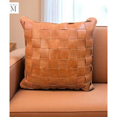 Leather Cushion cover l Handcrafted woven leather cushion cover l Real Leather l Premium leather l Leather Accessory l Stylish