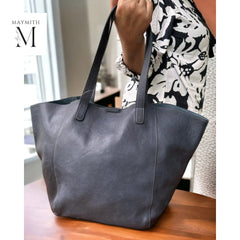 Leather Bag l Handcrafted Tote Bag for Office l Stylish Carry l Daily use l Party Bag for Women Color-Navy Blue
