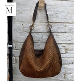 Handcrafted Shoulder bag l washed bag l Full Grained Leather l Soft leather l Day Bag l Woven design l Premium l Contrast color