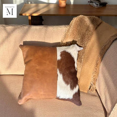 Leather Cushion cover l Handcrafted cushion cover l Real Leather l Real Hair on leather l Leather Accessory l Pillow cushion cover l Stylish