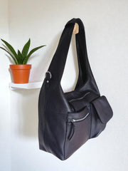 Leather Bag l Handmade leather Bag l Leather shoulder bag l Washed Leather Bag l Women Leather Bag l Leather Half Moon Bag l Crossbody Bag l