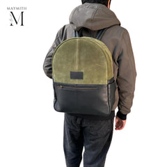 Handmade Backpack in Suede leather for Work l School l Casual carry l daily use (15.5 ht x 12 lgth x 4.5 wd)