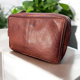 Handcrafted Vanity pouch l washed l Full Grained Leather l Soft leather l Premium Quality l Gift l leather accessory