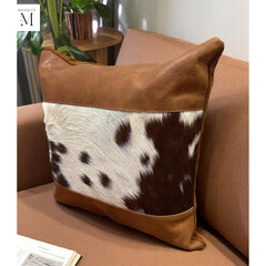Leather Cushion cover l Handcrafted cushion cover l Real Leather l Real Hair on leather l Leather Accessory l Pillow cushion cover l Stylish