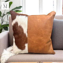 Leather Cushion cover l Handcrafted cushion cover l Real Leather l Real Hair on leather l Leather Accessory l Pillow cushion cover l Stylish