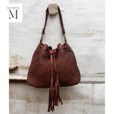 Leather bag | Handcrafted leather bag | Woven Bucket Bag Office bag l Daily use bag l Premium Leather quality l leather woven bag