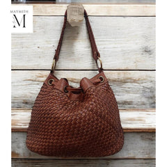 Leather bag | Handcrafted leather bag | Woven Bucket Bag Office bag l Daily use bag l Premium Leather quality l leather woven bag
