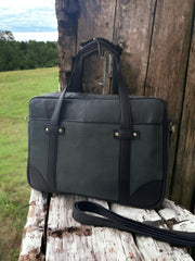 Leather Briefcase, Charcoal green Leather Briefcase, Men Leather Briefcase, Laptop Bag, Leather bag, Gift for Him, Shoulder Bag, Men laptop