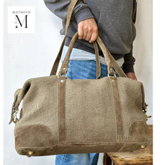 Handmade Duffel Bag For Overnight Travel l Gym Bag l Daily use l Travel Bag l Jute Duffel l Weekender l Christmas Gift l Gift for her