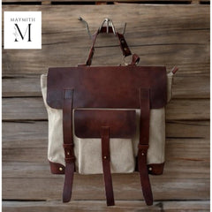 Handmade Backpack  for Office l Stylish Carry l Daily use Color- Natural/ Burgandy