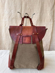 Handmade Backpack  for Office l Stylish Carry l Daily use Color- Khakhi/ Burgandy (35 ht x31 lgth x 10 wd)