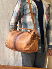 Handmade Duffel Bag  for Office l Stylish Carry l Daily use l Travel Bag l Gym Bag Color- Tan Ombre (26cm Ht x 38 cm lgth x 12 cm wd)