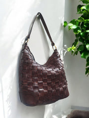 Handcrafted Washed Leather Shoulder Bag — Vintage Boho Style, Premium Women's Handbag