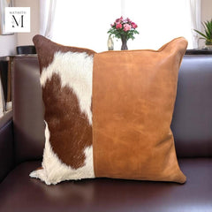 Leather Cushion cover l Handcrafted cushion cover l Real Leather l Real Hair on leather l Leather Accessory l Pillow cushion cover l Stylish