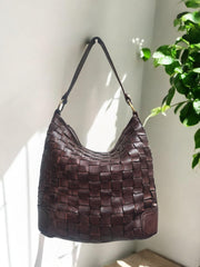 Handcrafted Washed Leather Shoulder Bag — Vintage Boho Style, Premium Women's Handbag
