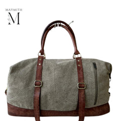 Handmade Duffel Bag For Gym l Overnight Bag l Daily Use l Travel Bag l Gym Bag Color- Khakhi/Burgandy (36 ht x 51 lgth x 19 wd)