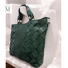 Leather bag l Handmade leather bag for office-going women l Spacious and high utility l leather bag for ladies l stylish l Woven leather bag