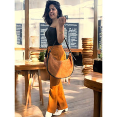 Handcrafted Suede shoulder bag l Suede bag l Leather Bag l Leather shoulder bag l Women's Bag l Ladies Handbag l half-moon l Women's purse