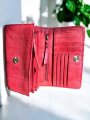 Handcrafted leather wallet l Washed Wallet l Vintage Wallet l Woven Wallet l Women's Wallet l Gift for her