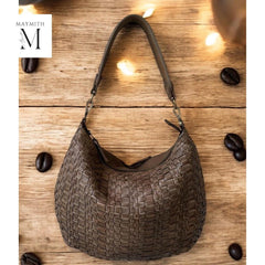 Leather shoulder bag l Woven leather bag l leather bag for ladies l stylish office bag l Vintage leather bag l leather Hobo l soft leather