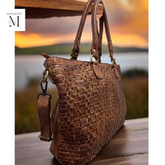 Leather bag l Handcrafted leather bag Woven leather bag l leather bag for ladies l stylish office bag l soft leather