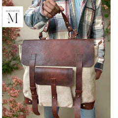Handmade Backpack  for Office l Stylish Carry l Daily use Color- Natural/ Burgandy
