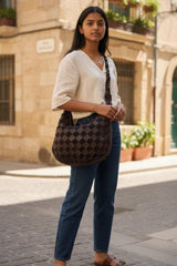 Leather Suede bag l Handcrafted Bag l Leather Bag l Woven Bag l Washed Bag l Leather bag for women l Ladies Handbag l Vintage l Shoulder Bag