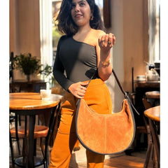 Handcrafted Suede shoulder bag l Suede bag l Leather Bag l Leather shoulder bag l Women's Bag l Ladies Handbag l half-moon l Women's purse