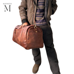 Handmade Duffel for Overnight use  l Stylish Carry l Daily use l Gym Use Color- Dark Brown