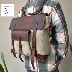 Handmade Backpack  for Office l Stylish Carry l Daily use Color- Natural/ Burgandy