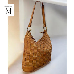 Leather bag l Handcrafted leather Shoulder bag l Office Bag l shopping Bag l Premium leather l washed bag l woven front l Premium quality