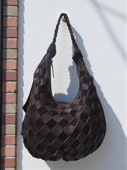 Leather Suede bag l Handcrafted Bag l Leather Bag l Woven Bag l Washed Bag l Leather bag for women l Ladies Handbag l Vintage l Shoulder Bag