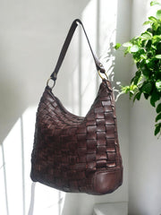 Handcrafted Washed Leather Shoulder Bag — Vintage Boho Style, Premium Women's Handbag