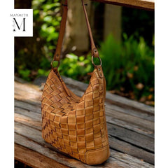Leather bag l Handcrafted leather Shoulder bag l Office Bag l shopping Bag l Premium leather l washed bag l woven front l Premium quality
