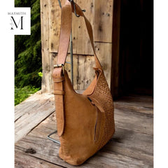 Leather bag | Handcrafted leather shoulder bag l Woven leather bag l leather bag for ladies l stylish office bag l Vintage leather bag