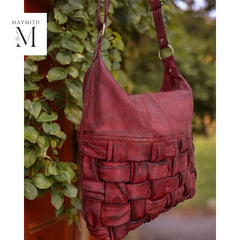 Handmade shoulder bag with woven front for  l Stylish Carry l Daily use l Premium leather bag l vintage look l Antique hand finished