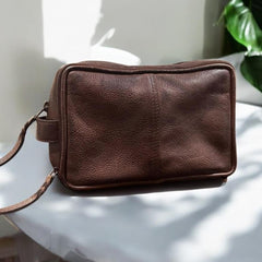 Handcrafted Vanity pouch l washed l Full Grained Leather l Soft leather l Premium Quality l Gift l leather accessory