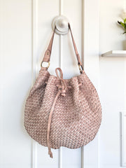 Handcrafted Leather Bag | Woven Bucket Bag l Premium Leather l Shoulder Bag | Crossbody Tote Bag |  Vintage Style
