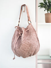 Leather Handcrafted Bag | Woven Bucket Bag l Premium Leather l Shoulder Bag | Crossbody Tote Bag |  Vintage Style
