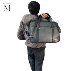 Charcoal green Leather Briefcase l Men Leather office bag l Laptop Bag l Leather bag l Gift for Him l Shoulder Bag l Leather Briefcase
