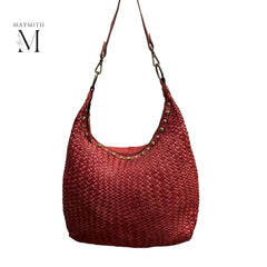 Handmade leather bag for office going women l Spacious and high utility l leather bag for ladies l stylish office bag l Woven leather bag