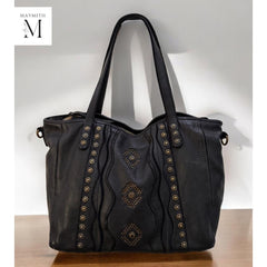 Handmade Bag for women l Day Bag l Office Bag l shopping Bag l Premium leather l washed bag l handcrafted artwork on front l Premium quality